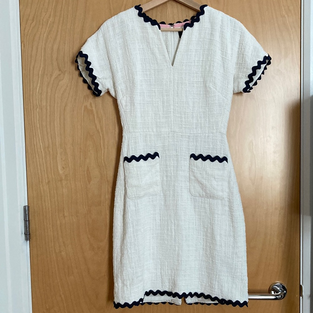 J.Crew White Tweed Dress with Rickrack